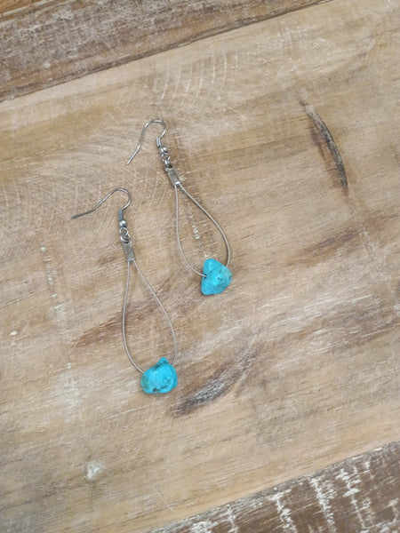 The Single Stone Turquoise Teardrop Earrings