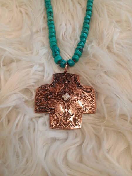 The Cross The Day Turquoise Necklace