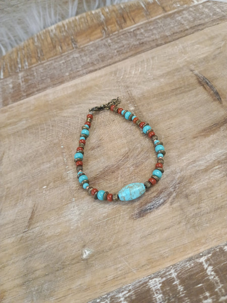 The Real Turquoise and Red Stone Bracelet