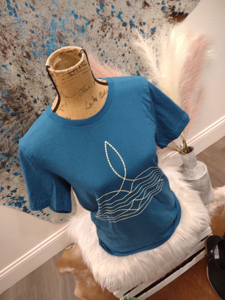 The Boot Stitch Teal Tee