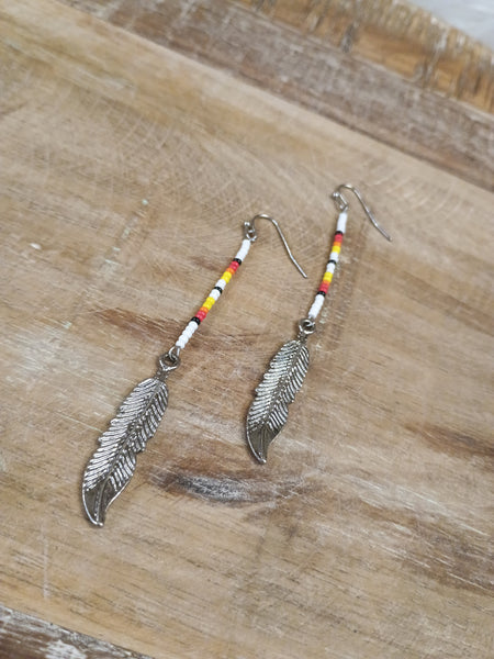 The Beaded Feather Earrings