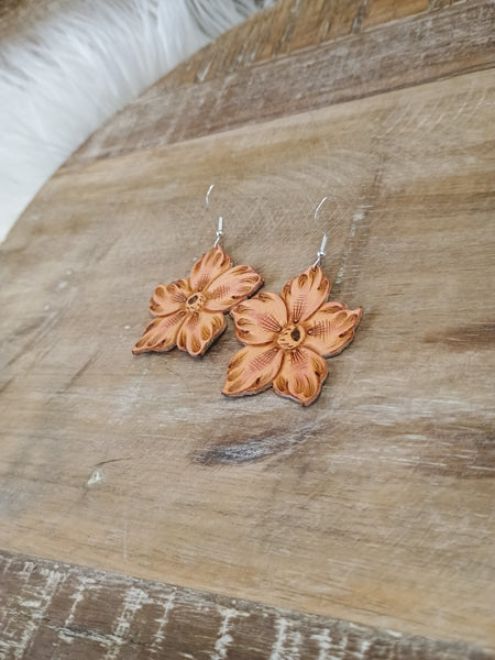 The Wild Rose Leather Earrings