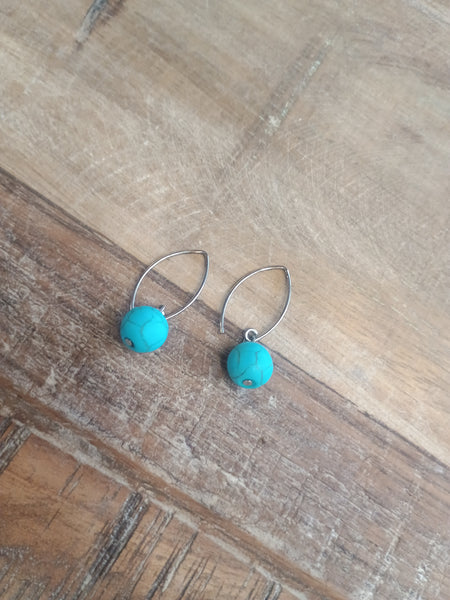 The Simple Round Turquoise Earrings