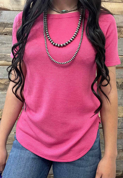 The Best Basic Waffle Hot Pink Top