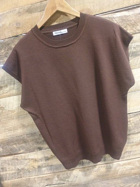 The Talk To Them Brown Sweater Tank Top