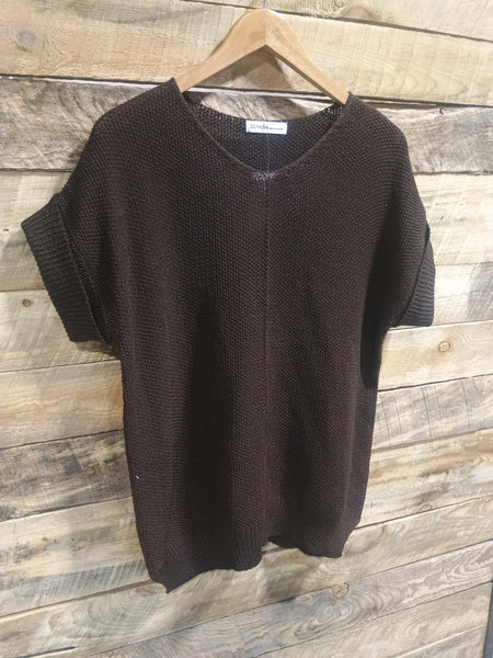 The Talk To It Chocolate Sweater Cuff Top