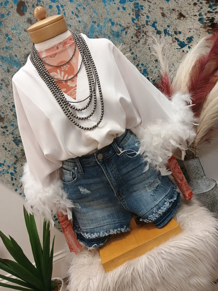 The Fun Feathers White Body Suit Top