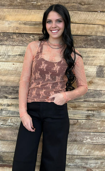 The Coral Lace Mesh Top