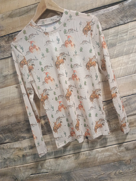 The Bronc and Rope Taupe Mesh Top