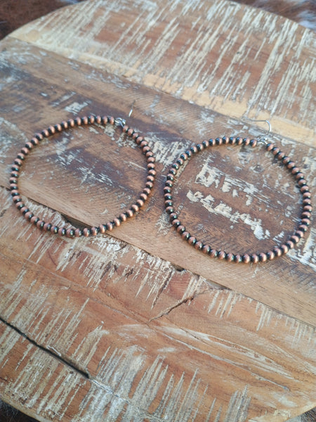 The Simple Days Faux Navajo Pearl Hoop Copper Earrings