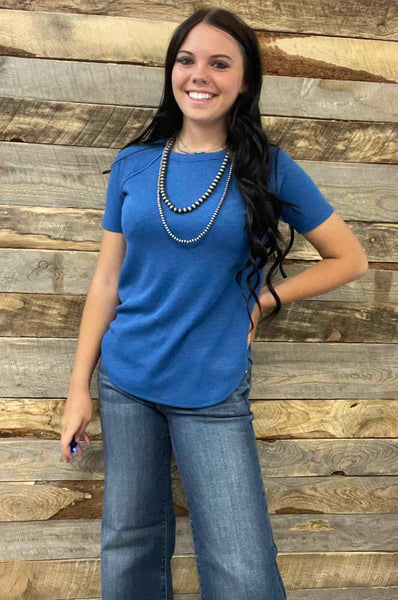 The Best Basic Waffle Classic Blue Top