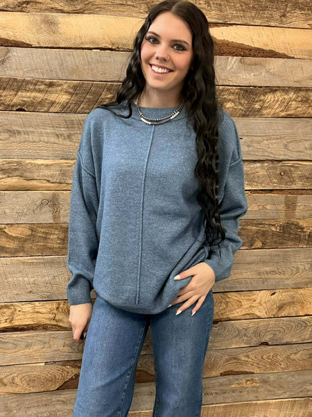 The Stop Here Dusty Blue Sweater