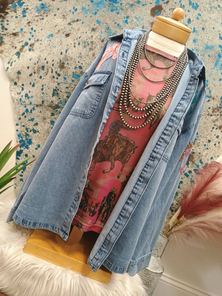 The Giddy Up Embroidery Denim Top Jacket