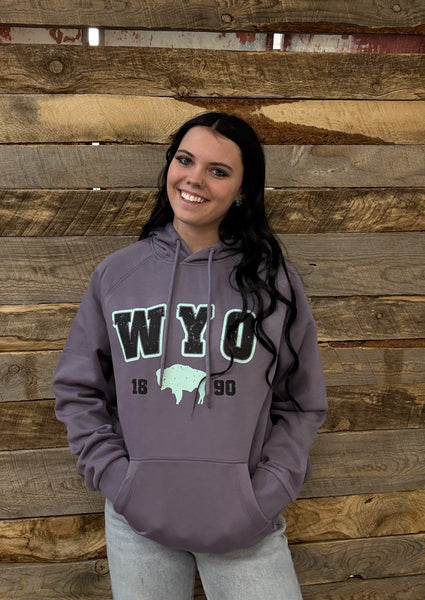 The Distressed WYO Bison Cosmic Purple Hoodie