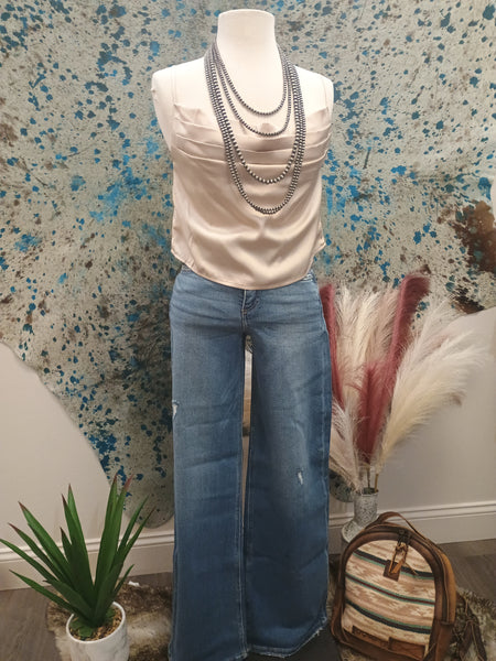 The Joey High Rise Wide Leg Dark Jeans