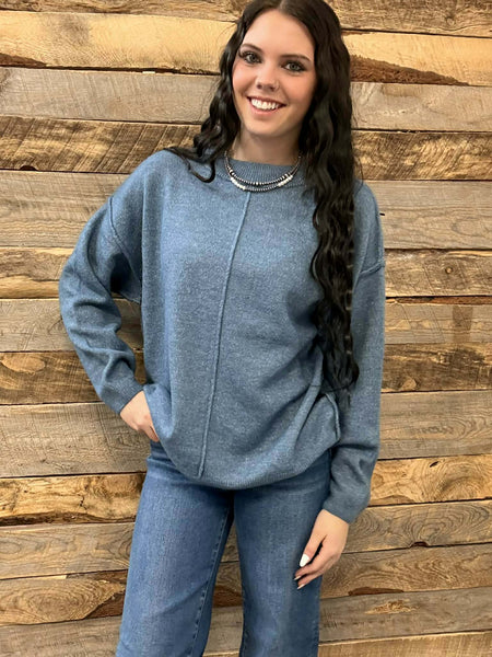 The Stop Here Dusty Blue Sweater