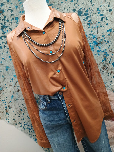 The Button Rust Down Top Cardigan