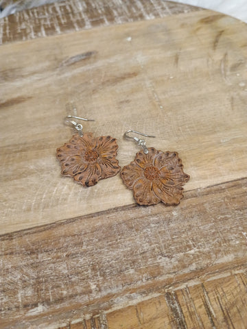 The Chrysanthemum Leather Earrings