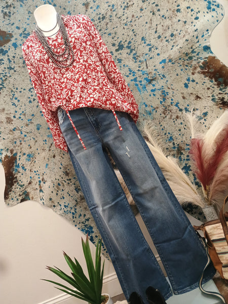 The Floral Print Tie Neck Top