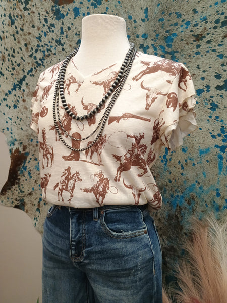 The Cowboys and Indians Ruffle Sleeved Top