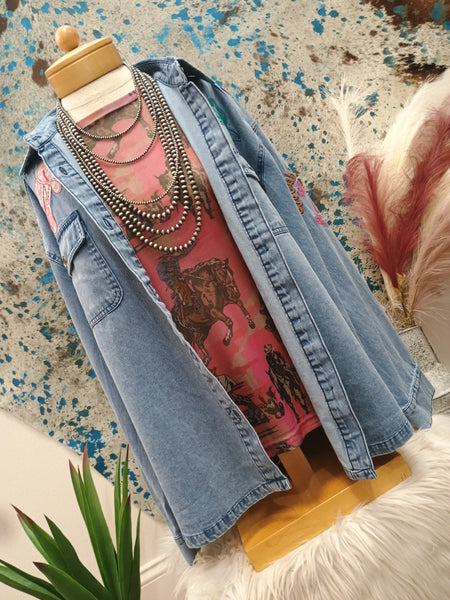 The Giddy Up Embroidery Denim Top Jacket