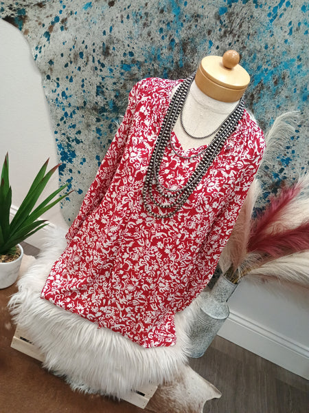 The Floral Print Tie Neck Top