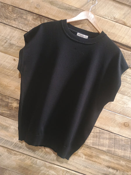 The Talk To Them Black Sweater Tank Top