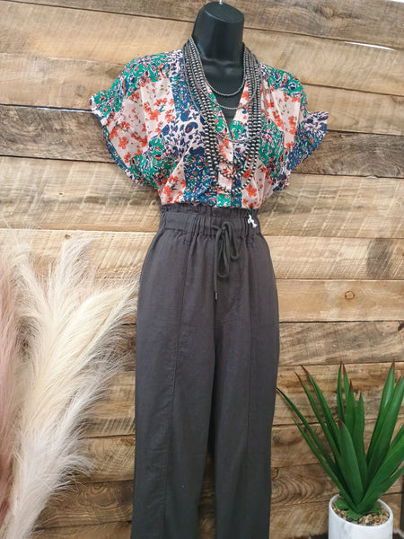 The Pretty Days Linen Dark Grey Pants