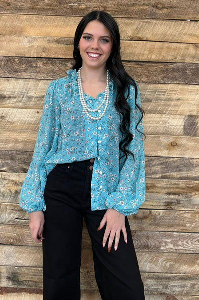 The Today's It Blue Ruffle Top