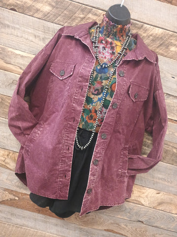 The Way To It Mineral Wash Button Wine Jacket