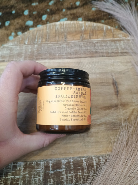 Coffee, Amber and Sandalwood Premium Body Blend Whipped Bison Tallow