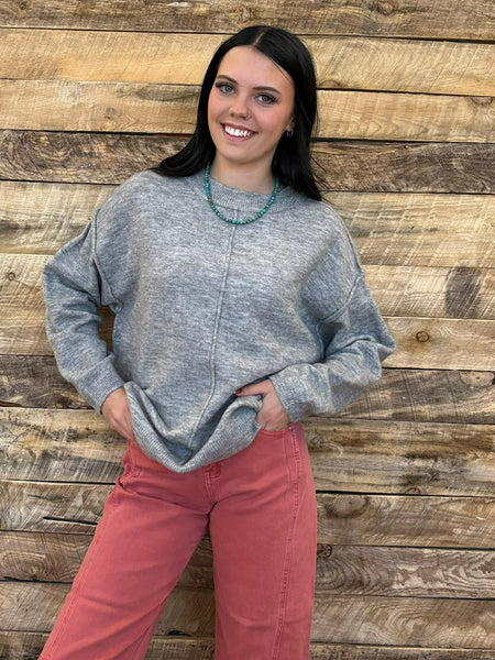 The Stop Here Heather Grey Sweater