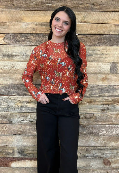 The Cowboy Red Mesh Top
