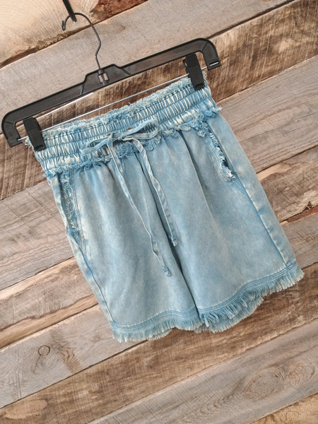 The Follow It Up Blue Grey Shorts