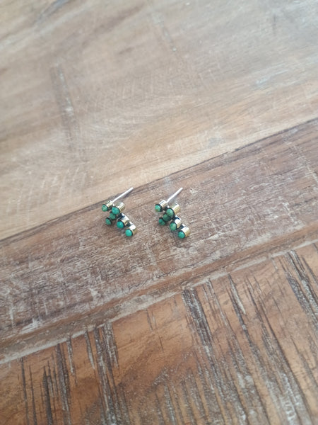 The Simple Cross Stud Turquoise & Brass Earrings