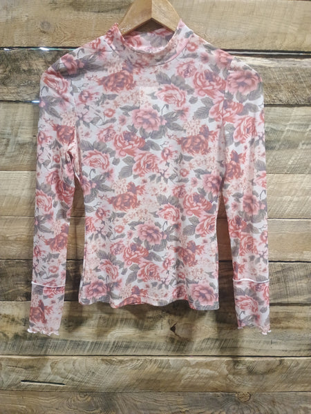 The Floral White Mesh Top