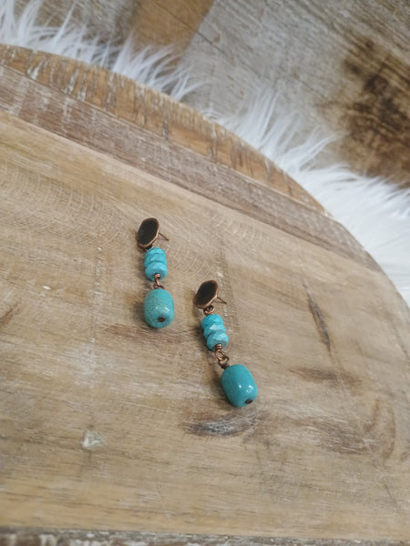 The Stacked Turquoise and Copper Earrings