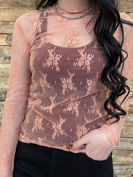 The Coral Lace Mesh Top