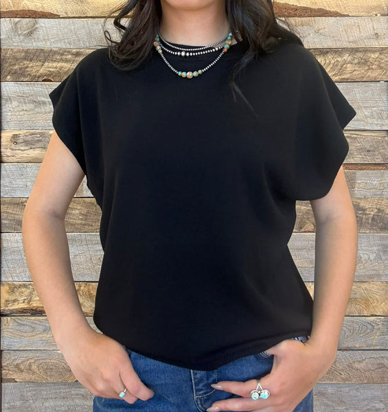 The Talk To Them Black Sweater Tank Top