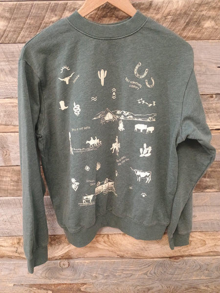 The Western All Over Mineral Olive Sweatshirt