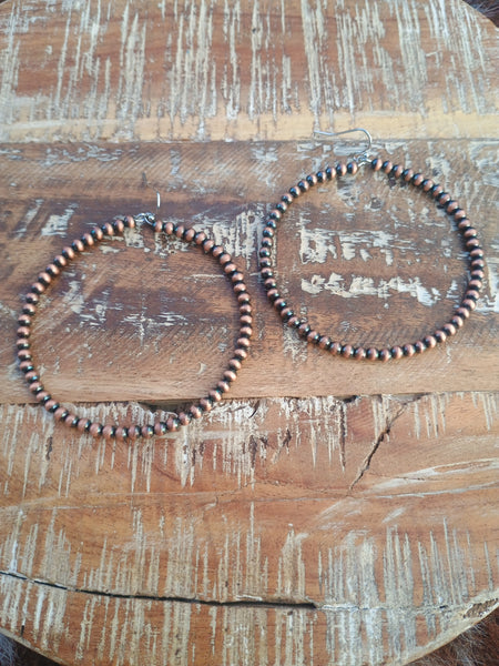 The Simple Days Faux Navajo Pearl Hoop Copper Earrings