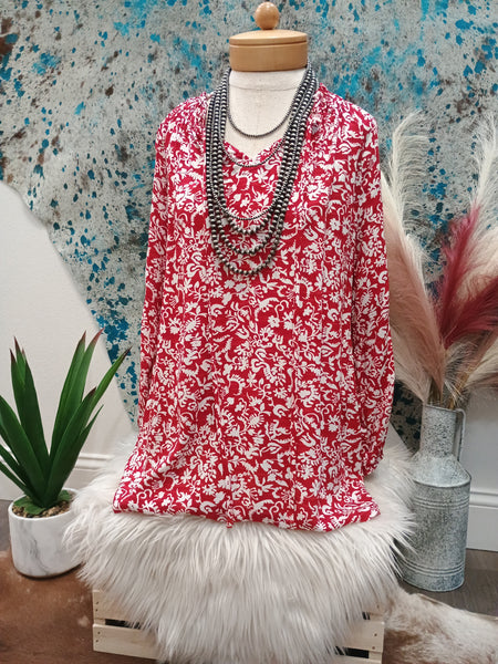 The Floral Print Tie Neck Top
