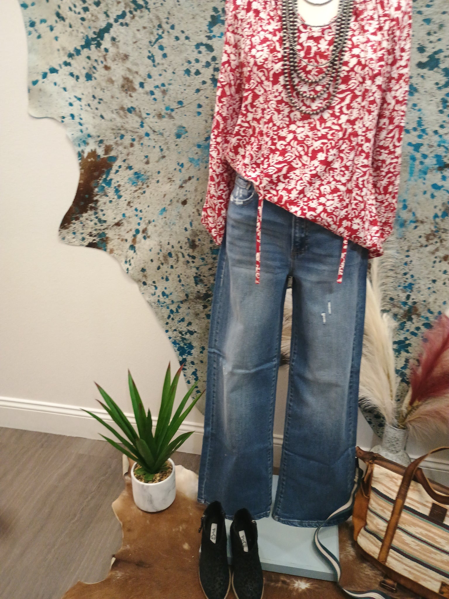 The Floral Print Tie Neck Top