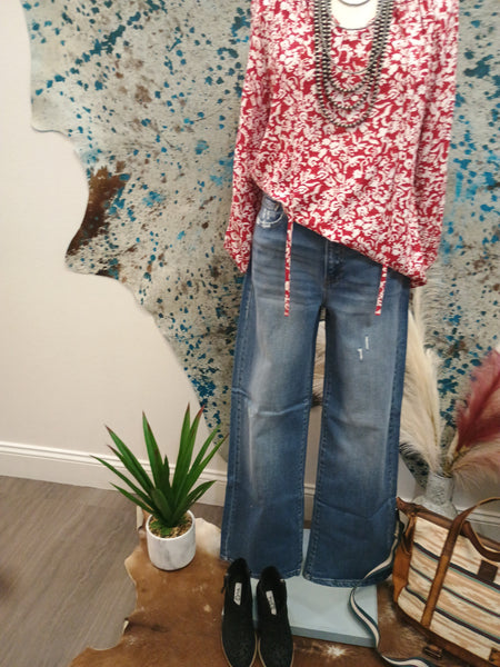 The Floral Print Tie Neck Top