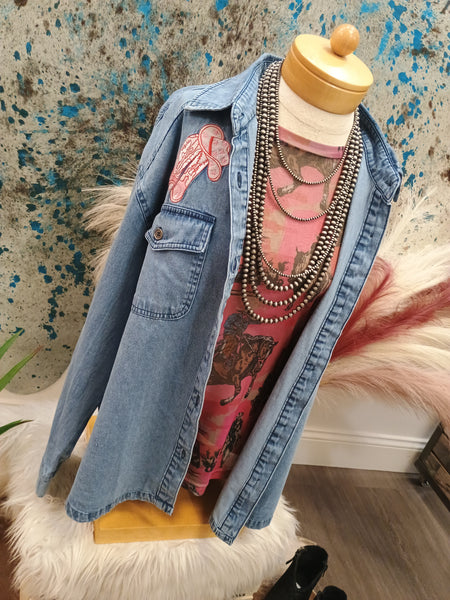 The Giddy Up Embroidery Denim Top Jacket
