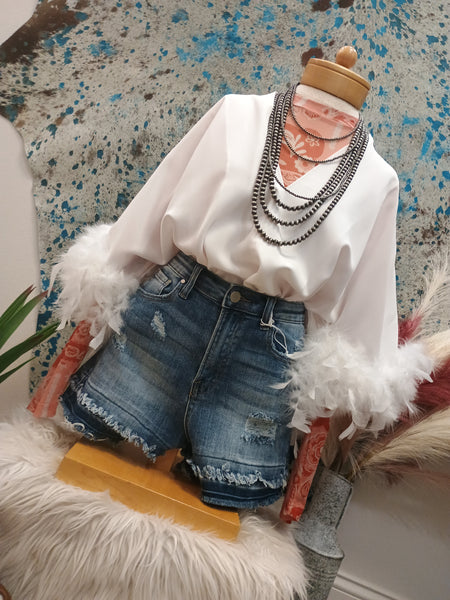 The Fun Feathers White Body Suit Top