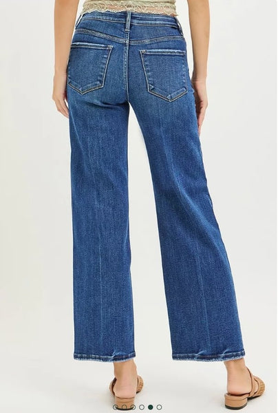 The Harper Tummy Control High Rise Ankle Straight Dark Jean