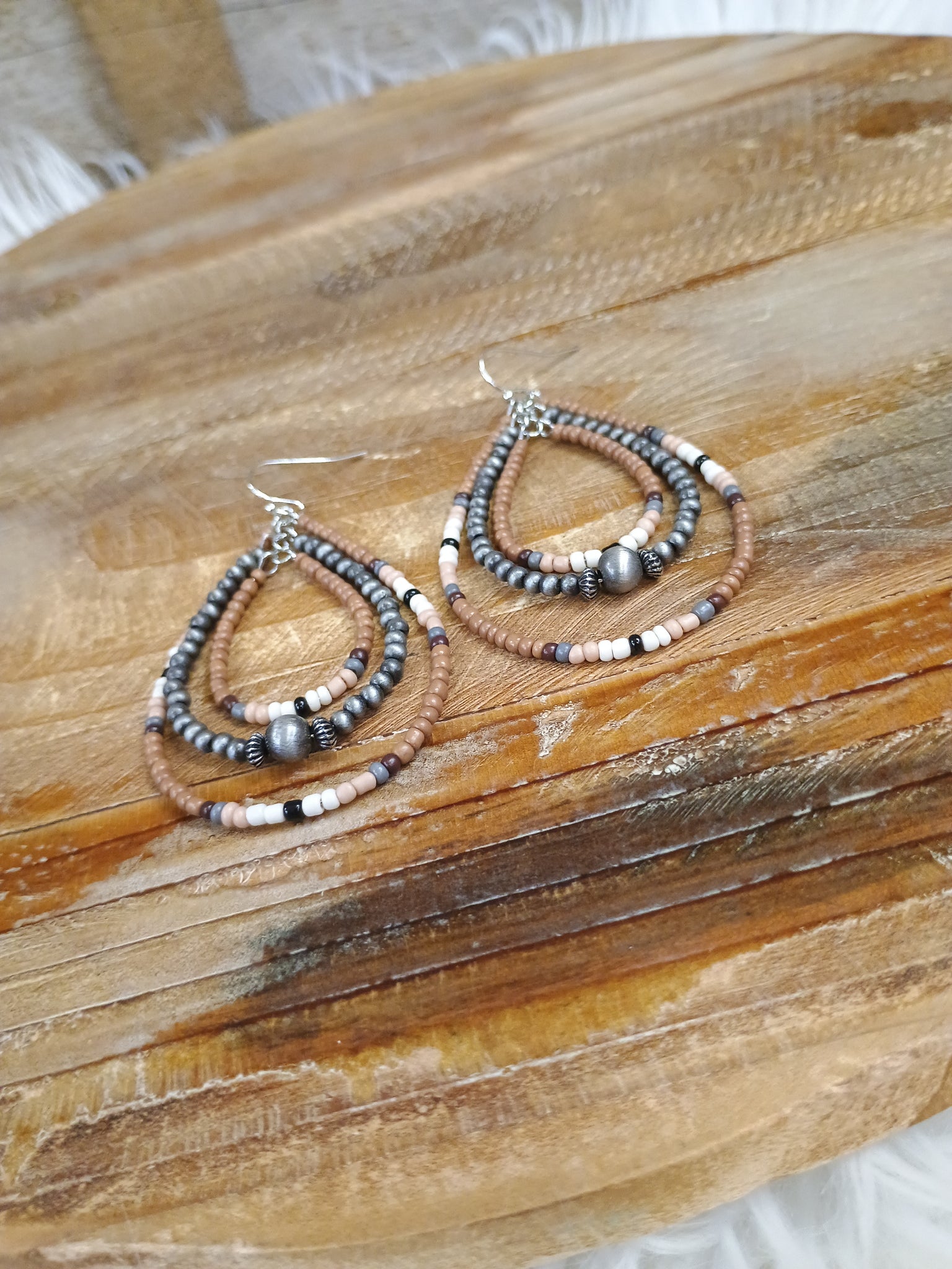 The Triple Tear Drop Brown Earrings