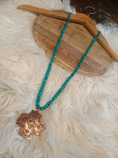 The Cross The Day Turquoise Necklace