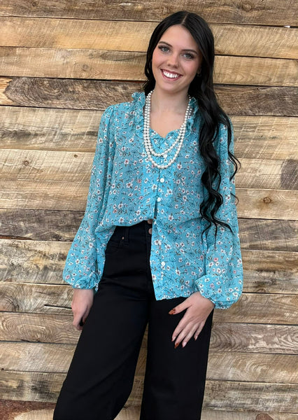 The Today's It Blue Ruffle Top
